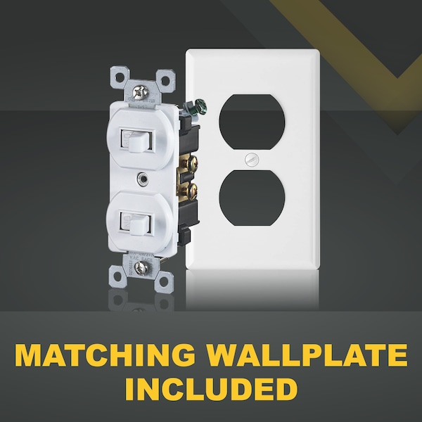 Faith White Double Light Switch 2 Single-Pole Wall Light Switches 15-Amp Duplex Toggle Switch, 2PK - SSK5-WH-02