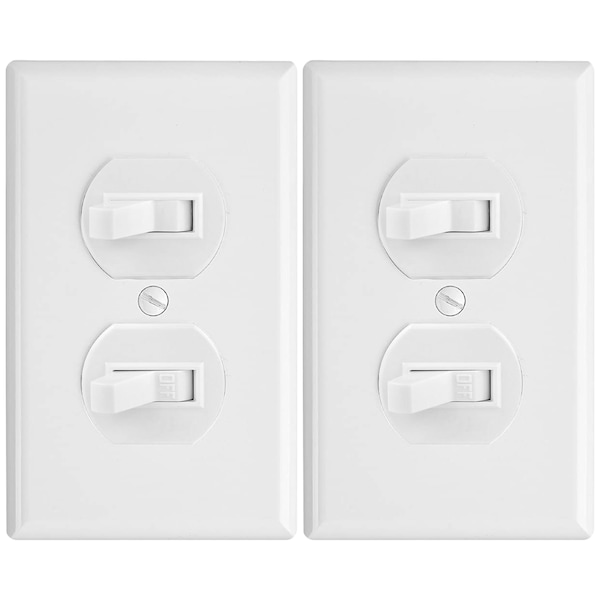Faith White Double Light Switch 2 Single-Pole Wall Light Switches 15-Amp Duplex Toggle Switch, 2PK - SSK5-WH-02