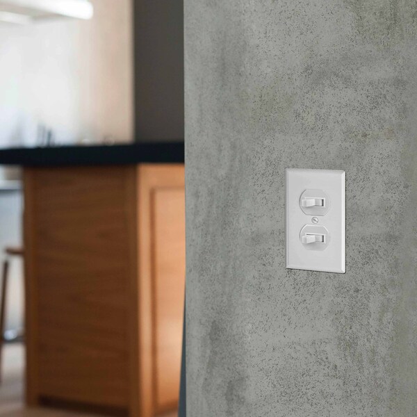 Faith White Double Light Switch 2 Single-Pole Wall Light Switches 15-Amp Duplex Toggle Switch, 2PK - SSK5-WH-02