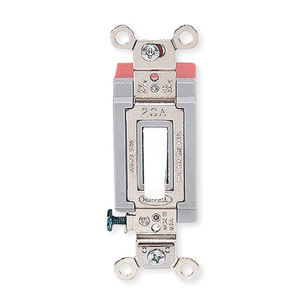 Hubbell Wall Switch, 4-Way, 120/277V, 20A, Wht, Toggl - HBL1224W