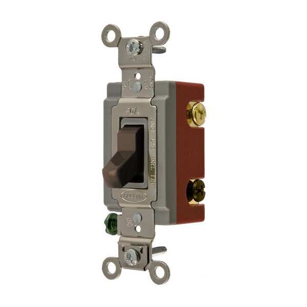 Hubbell Wall Switch, 3-Way, 120/277V, 20A, Brn, Toggl - HBL1223