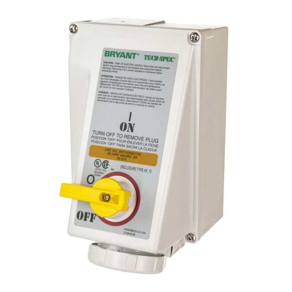 Bryant IEC Pin and Sleeve Device, Female Mechanically Interlocked Receptacle, 60A 125/250V AC - BRY460MI12W