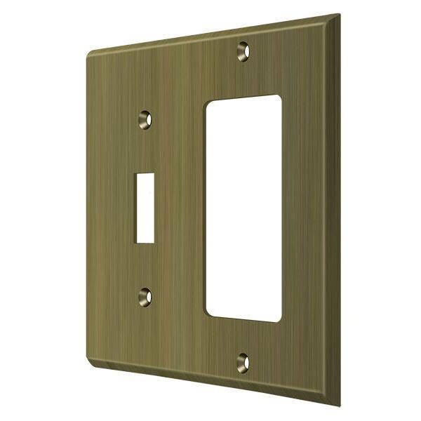 Deltana Single Switch/Single Rocker Switch Plate, Number of Gangs: 2 Solid Brass, Antique Brass Finish - SWP4743U5