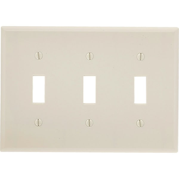 Leviton 3-Gang Plastic Toggle Switch Wall Plate, Light Almond - 000-78011