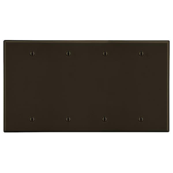 Hubbell Wiring Device-Kellems Wallplate, 4-Gang, 4 Box Mount Blank, Brown - P43