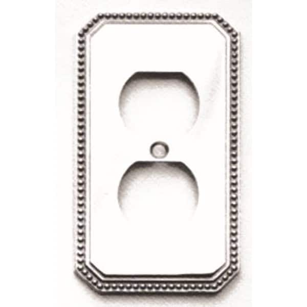 Omnia Duplex Receptacle Beaded Switch Plate, Number of Gangs: 2 Solid Brass - 8004/R.26