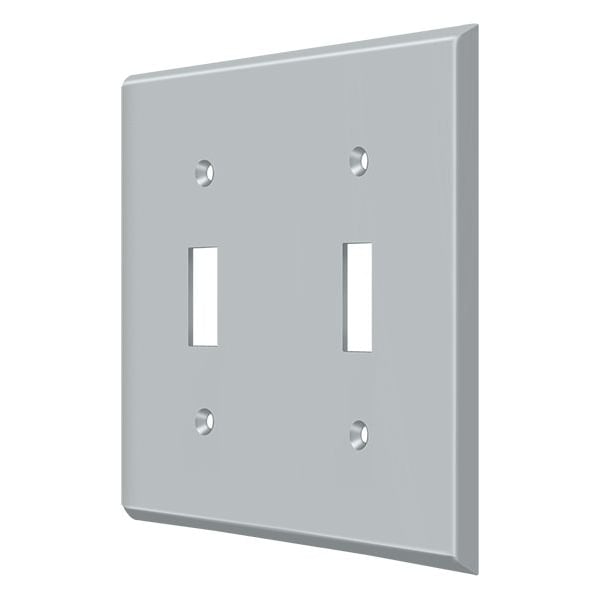 Deltana Double Standard Switch Plate, Number of Gangs: 2 Solid Brass, Brushed Chrome Finish - SWP4761U26D