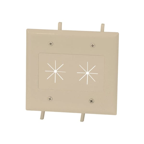 Monoprice Cable Plate with Flexible Opening, Number of Gangs: 2 ABS Plastic, Ivory - 12582