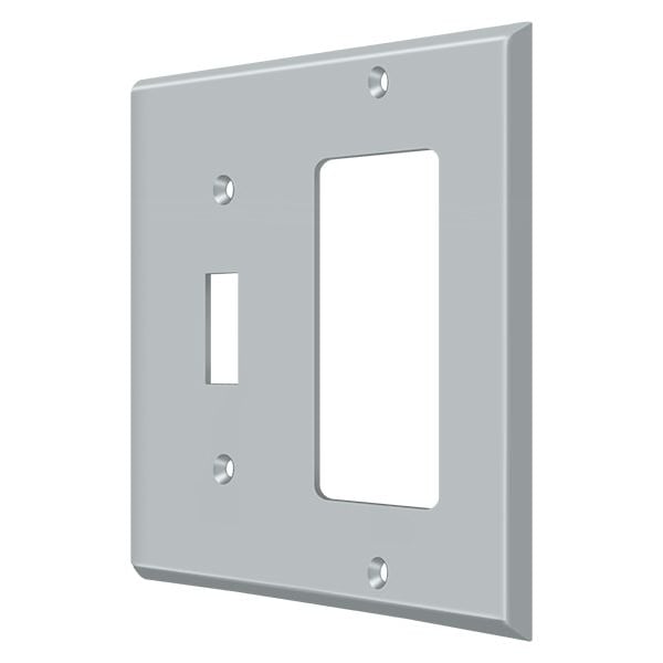 Deltana Single Switch/Single Rocker Switch Plate, Number of Gangs: 2 Solid Brass, Brushed Chrome Finish - SWP4743U26D