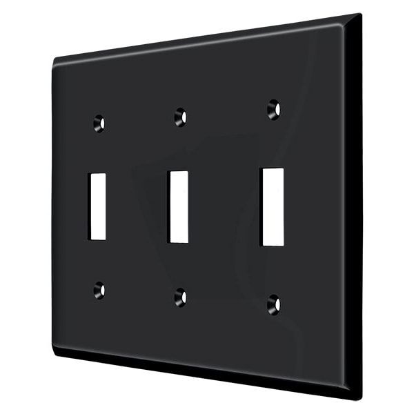 Deltana Triple Standard Switch Plate, Number of Gangs: 3 Solid Brass, Paint Black Finish - SWP4763U19