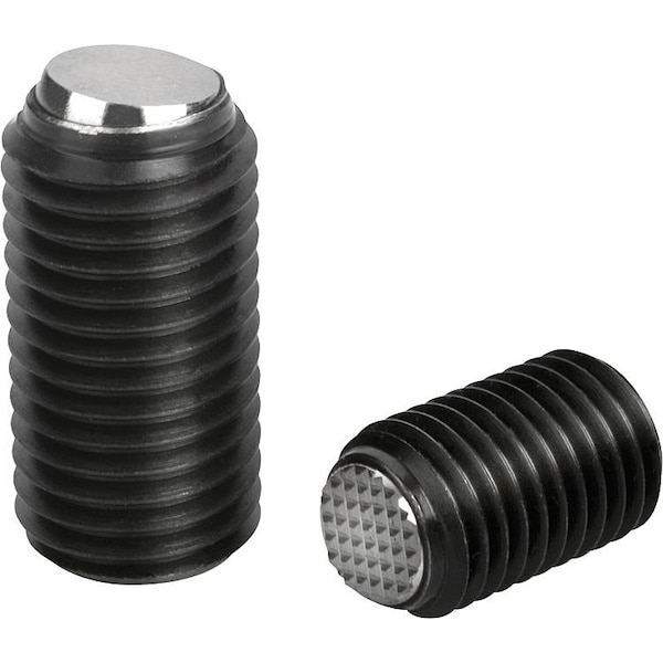 Kipp Ball-End Thrust Screw Wout Head, W Rotation Lock, Form:Bv Ball flattened and serrated, M12, L=20, 2,  - K0383.51220