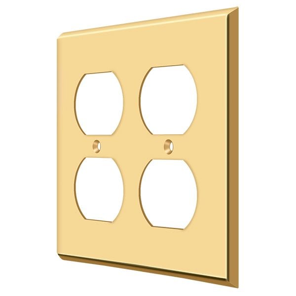 Deltana Quadruple Outlet Switch Plate, Number of Gangs: 2 Solid Brass, PVD Polished Brass Finish - SWP4771CR003