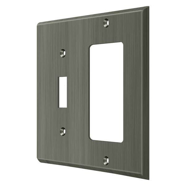 Deltana Single Switch/Single Rocker Switch Plate, Number of Gangs: 2 Solid Brass, Antique Nickel Finish - SWP4743U15A