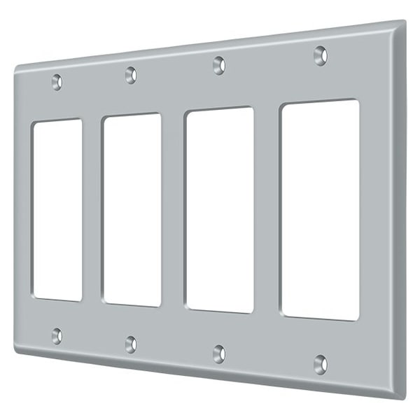Deltana Quadruple Rocker Switch Plate, Number of Gangs: 4 Solid Brass, Brushed Chrome Finish - SWP4744U26D