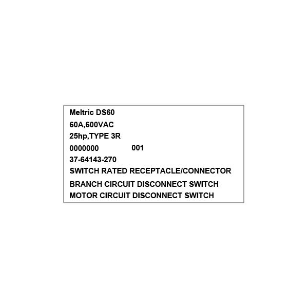 Meltric 37-64143-270 RECEPTACLE AUXILIARY SWITCH - 37-64143-270