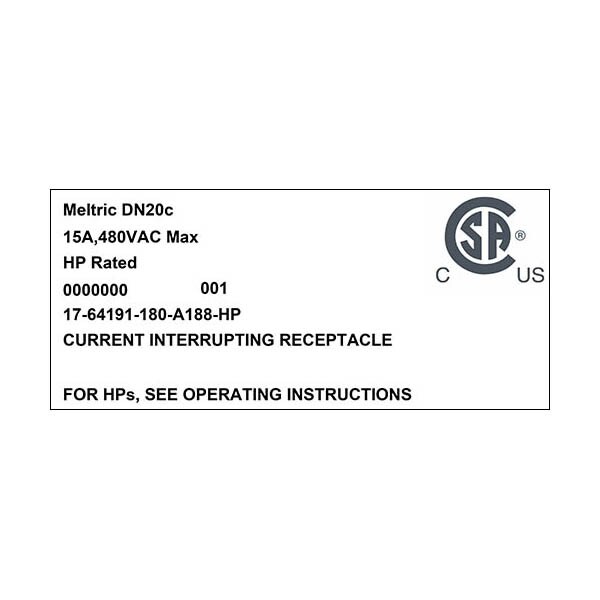 Meltric 17-64191-180-A188-HP RECEPTACLE 180 DEGREE OPENING LID STRAIGHT INSERT - 17-64191-180-A188-HP