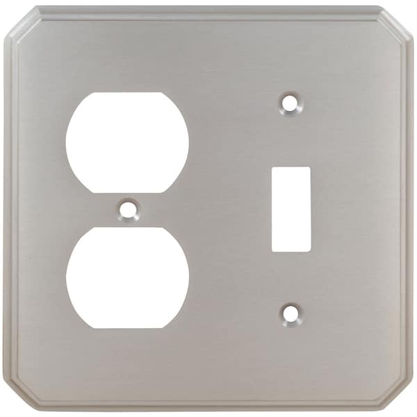 Omnia Combination Traditional Switch Plate, Number of Gangs: 2 Solid Brass - 8014/C.SB