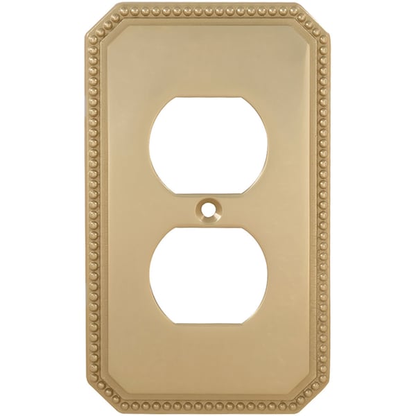 Omnia Duplex Receptacle Beaded Switch Plate, Number of Gangs: 2 Solid Brass - 8004/R.15