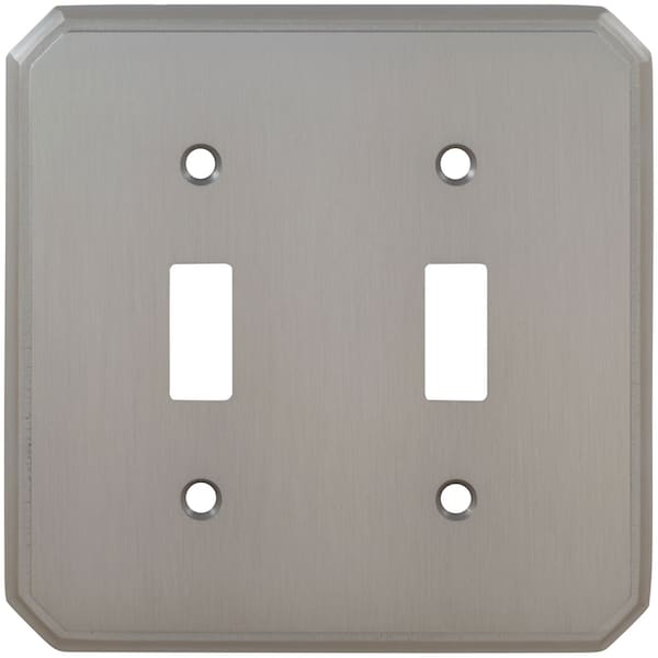 Omnia Double Traditional Switch Plate, Number of Gangs: 2 Solid Brass, Polished Brass, Lacquered Finish - 8014/D.3