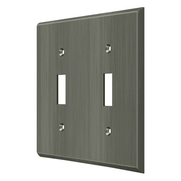 Deltana Double Standard Switch Plate, Number of Gangs: 2 Solid Brass, Antique Nickel Finish - SWP4761U15A