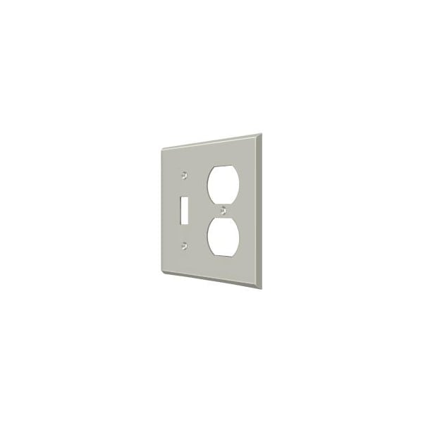 Deltana Single Switch/Double Outlet Switch Plate, Number of Gangs: 2 Solid Brass, Brushed Nickel Finish - SWP4762U15