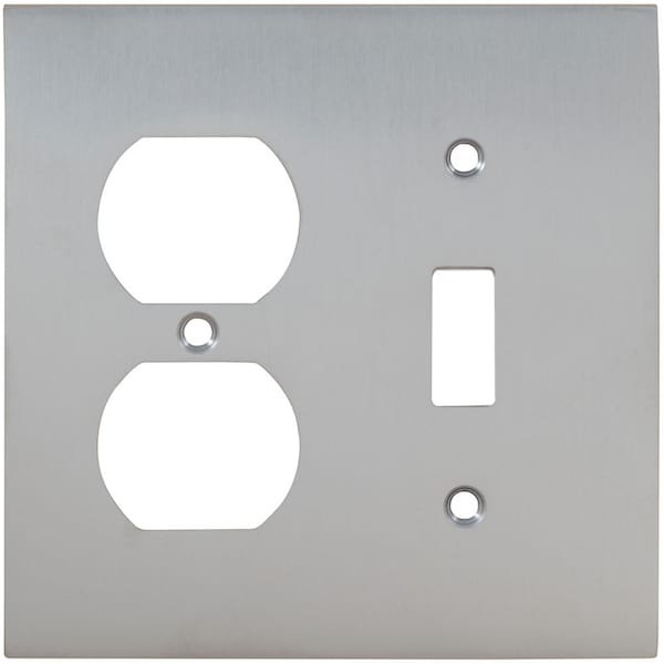 Omnia Combination Modern Switch Plate, Number of Gangs: 2 Solid Brass, Polished Brass, Lacquered Finish - 8012/C.3