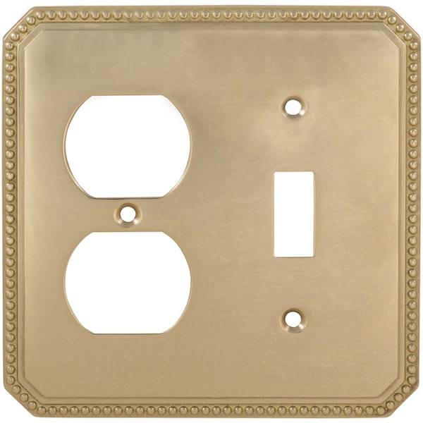 Omnia Combination Beaded Switch Plate, Number of Gangs: 2 Solid Brass - 8004/C.15