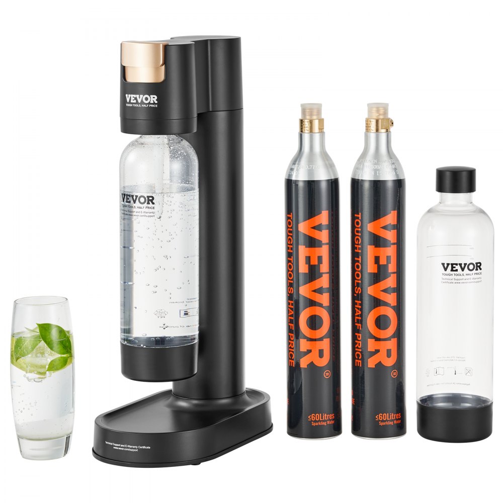 VEVOR Sparkling Water Maker, Soda Maker Machine for Home Carbonating, Seltzer Water Starter Kit with 2 BPA-free 1L PET Bottles, 2 CO2 Cylinders, Compatible with Mainstream Screw-in 60L CO2 Cylinder - SDSJHCO2QP1LO5L2CV0