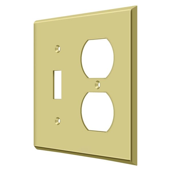 Deltana Single Switch/Double Outlet Switch Plate, Number of Gangs: 2 Solid Brass, Polished Brass Finish - SWP4762U3