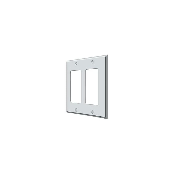 Deltana Double Rocker Switch Plate, Number of Gangs: 2 Solid Brass, Polished Chrome Plated Finish - SWP4741U26