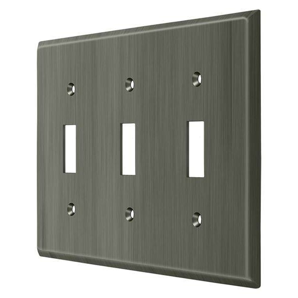 Deltana Triple Standard Switch Plate, Number of Gangs: 3 Solid Brass, Antique Nickel Finish - SWP4763U15A