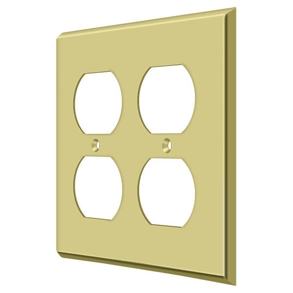 Deltana Quadruple Outlet Switch Plate, Number of Gangs: 2 Solid Brass, Polished Brass Finish - SWP4771U3