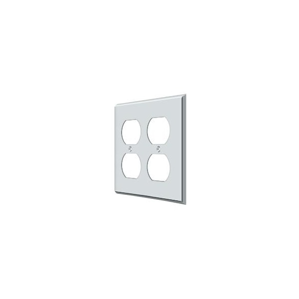 Deltana Quadruple Outlet Switch Plate, Number of Gangs: 2 Solid Brass, Polished Chrome Plated Finish - SWP4771U26