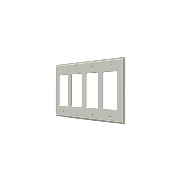 Deltana Quadruple Rocker Switch Plate, Number of Gangs: 4 Solid Brass, Brushed Nickel Finish - SWP4744U15