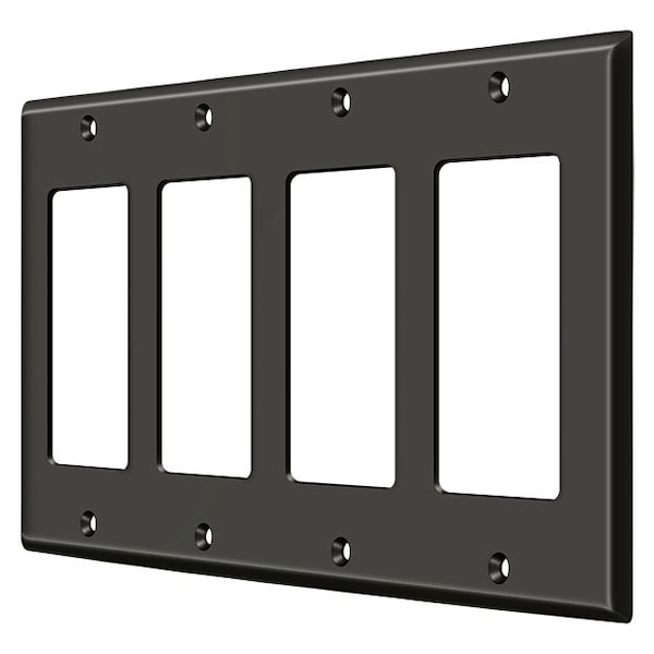 Deltana Quadruple Rocker Switch Plate, Number of Gangs: 4 Solid Brass, Oil Rubbed Bronze Finish - SWP4744U10B