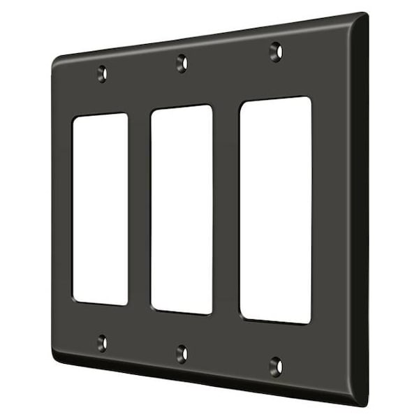 Deltana Triple Rocker Switch Plate, Number of Gangs: 3 Solid Brass, Oil Rubbed Bronze Finish - SWP4740U10B