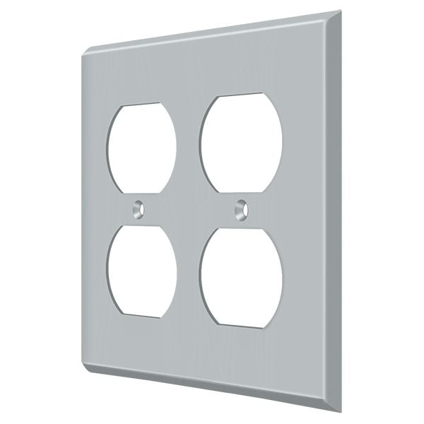 Deltana Quadruple Outlet Switch Plate, Number of Gangs: 2 Solid Brass, Brushed Chrome Finish - SWP4771U26D