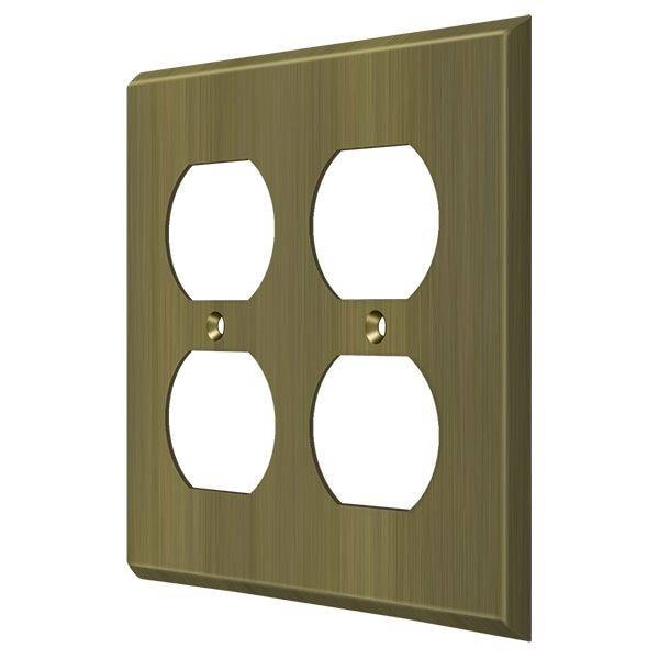 Deltana Quadruple Outlet Switch Plate, Number of Gangs: 2 Solid Brass, Antique Brass Finish - SWP4771U5
