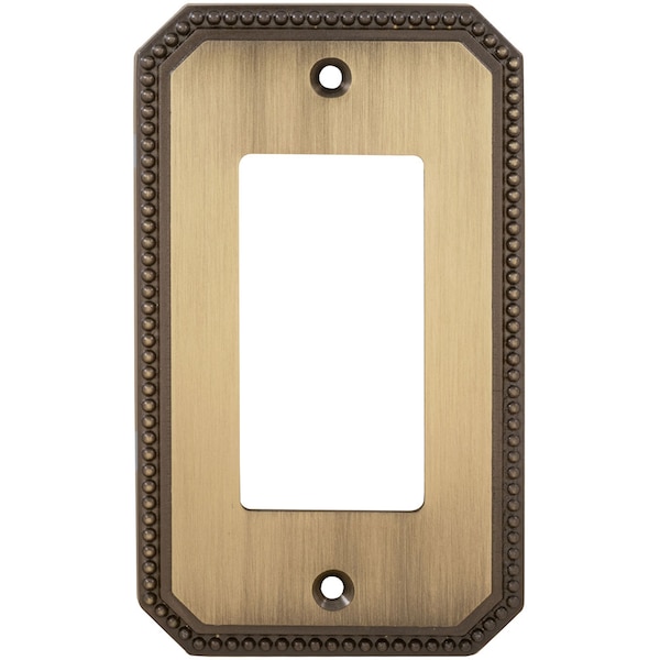 Omnia Single Rocker Beaded Switch Plate, Number of Gangs: 1 Solid Brass, Shaded Bronze, Lacquered Finish - 8005/S.SB