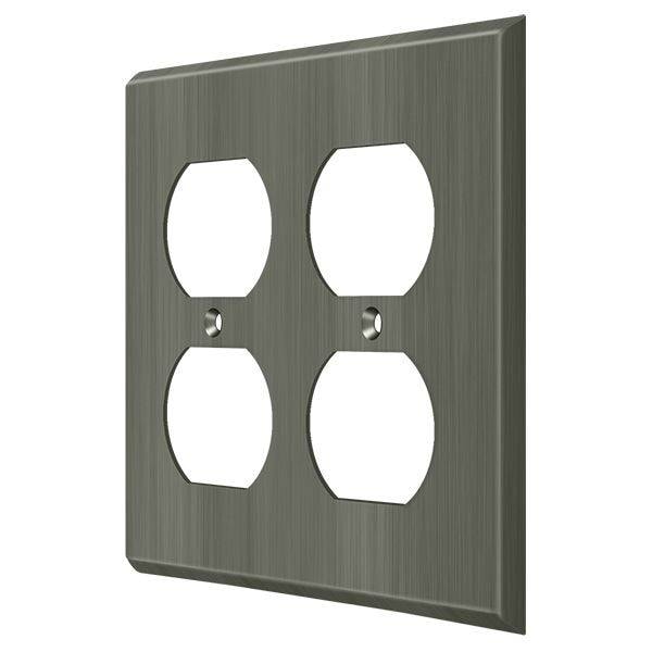 Deltana Quadruple Outlet Switch Plate, Number of Gangs: 2 Solid Brass, Antique Nickel Finish - SWP4771U15A