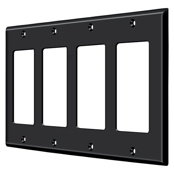 Deltana Quadruple Rocker Switch Plate, Number of Gangs: 4 Solid Brass, Paint Black Finish - SWP4744U19