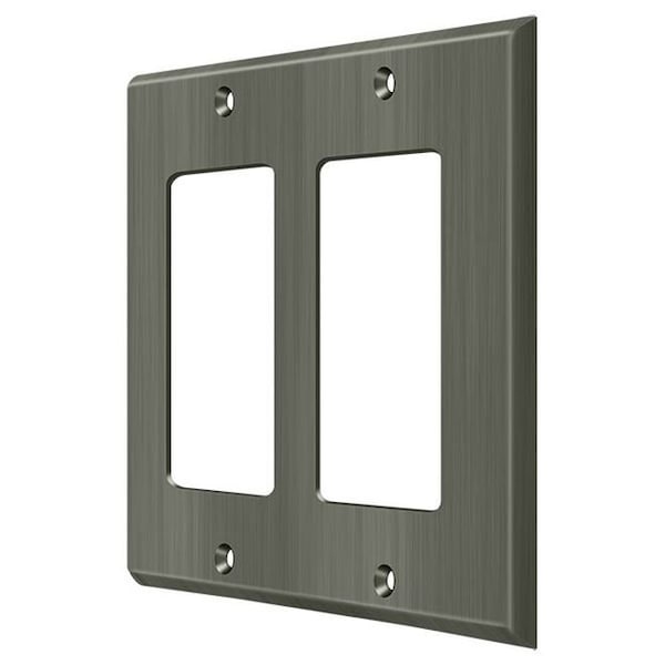 Deltana Switch Plate, Double Rocker Antique Nickel - SWP4741U15A