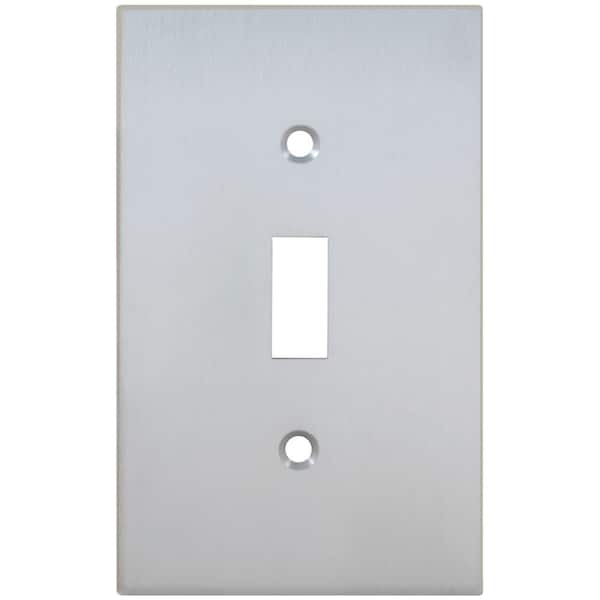 Omnia Single Modern Switch Plate, Number of Gangs: 1 Solid Brass, Satin Chrome Plated Finish - 8012/S.26D