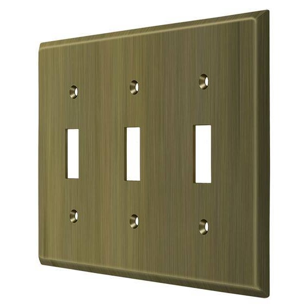 Deltana Triple Standard Switch Plate, Number of Gangs: 3 Solid Brass, Antique Brass Finish - SWP4763U5