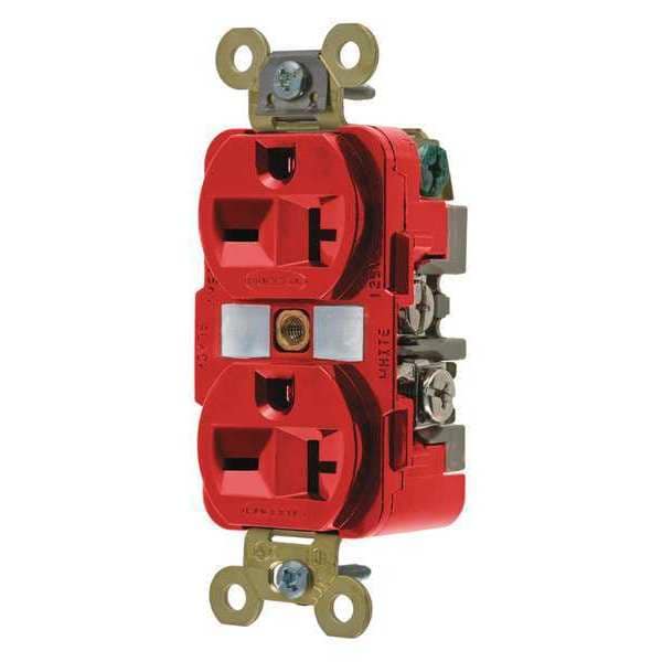Hubbell Wiring Device-Kellems Receptacle, 20 A, 250V, Red. - HBL5462R