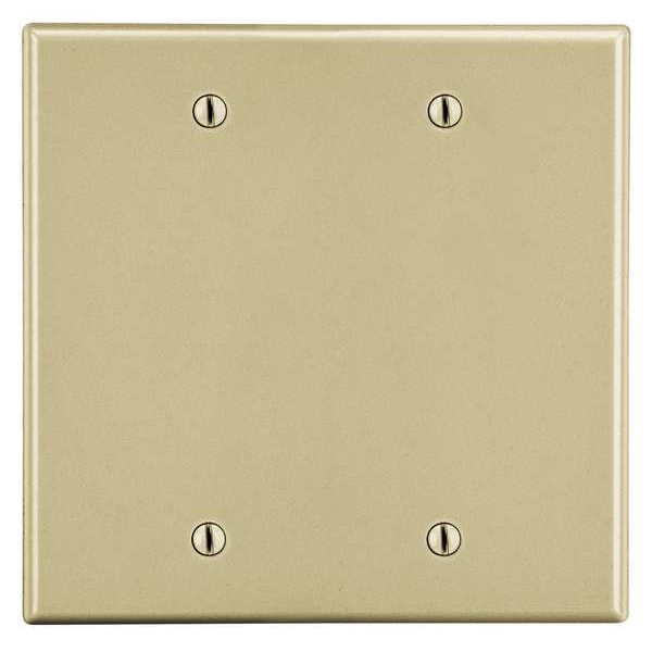 Hubbell Blank Box Mount Wall Plate, Number of Gangs: 2 Plastic, Smooth Finish, Ivory - P23I