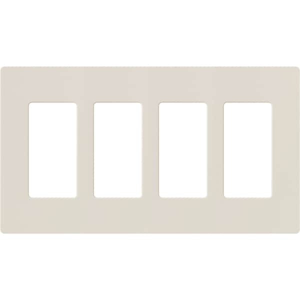Lutron Designer Wall Plates, Number of Gangs: 4 Thermoset, Gloss Finish, Light Almond - CW-4-LA