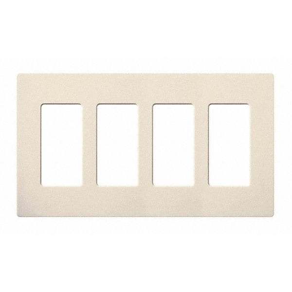 Lutron Designer Wall Plates, Number of Gangs: 4 Thermoset, Gloss Finish, Light Almond - CW-4-LA