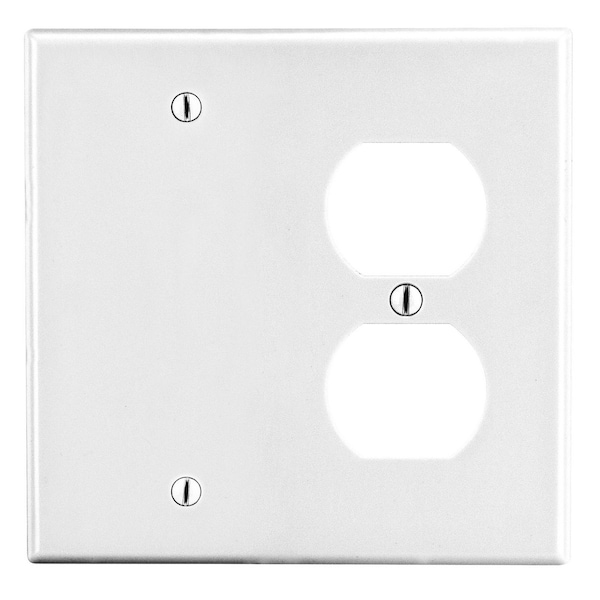 Hubbell Wiring Device-Kellems Wallplate, 2-Gang, 1) Duplex 1) Box Mount Blank, White - P138W
