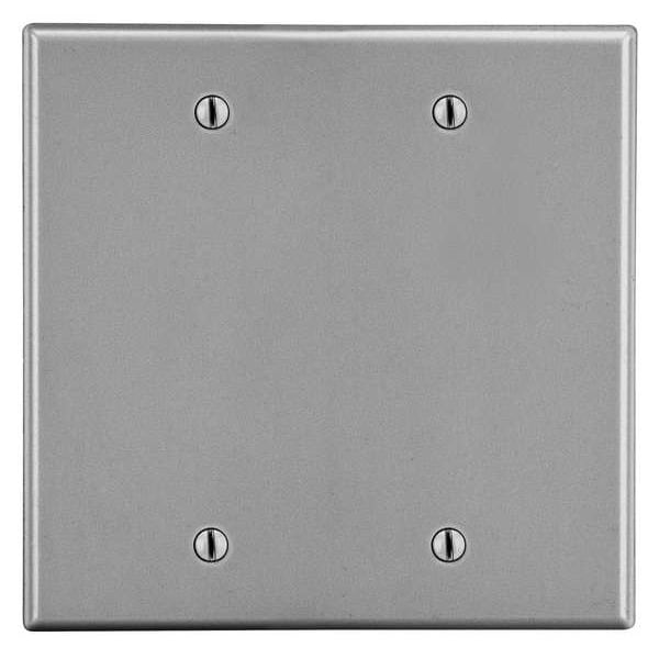Hubbell Blank Box Mount Wall Plate, Number of Gangs: 2 Plastic, Smooth Finish, Gray - P23GY